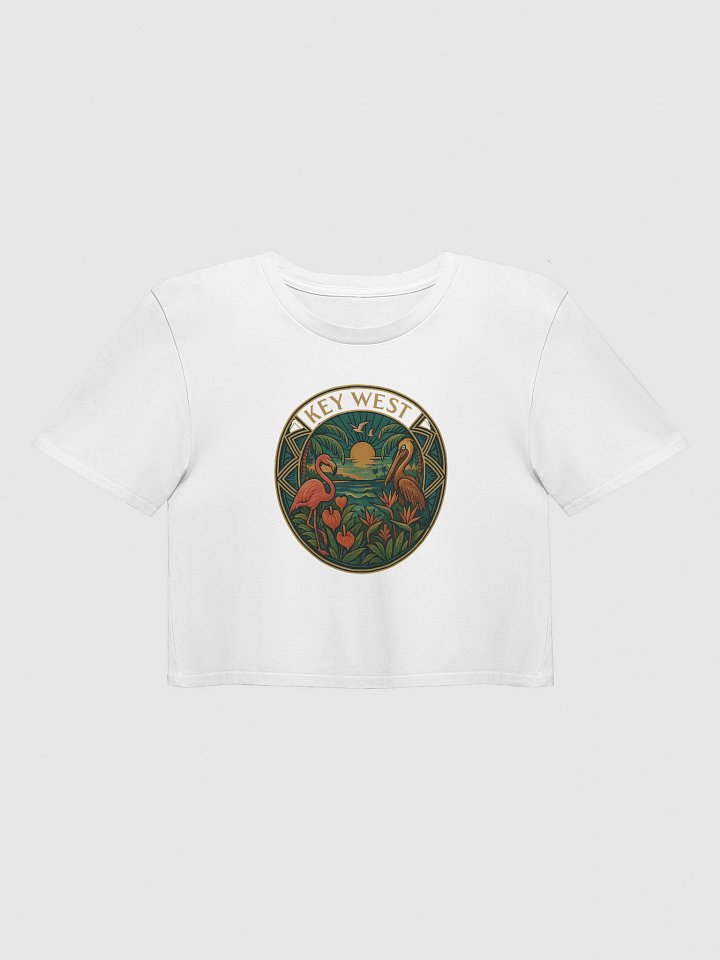 Key West Tropical Ladies Crop Top with Pelican and Flamingo product image (10)