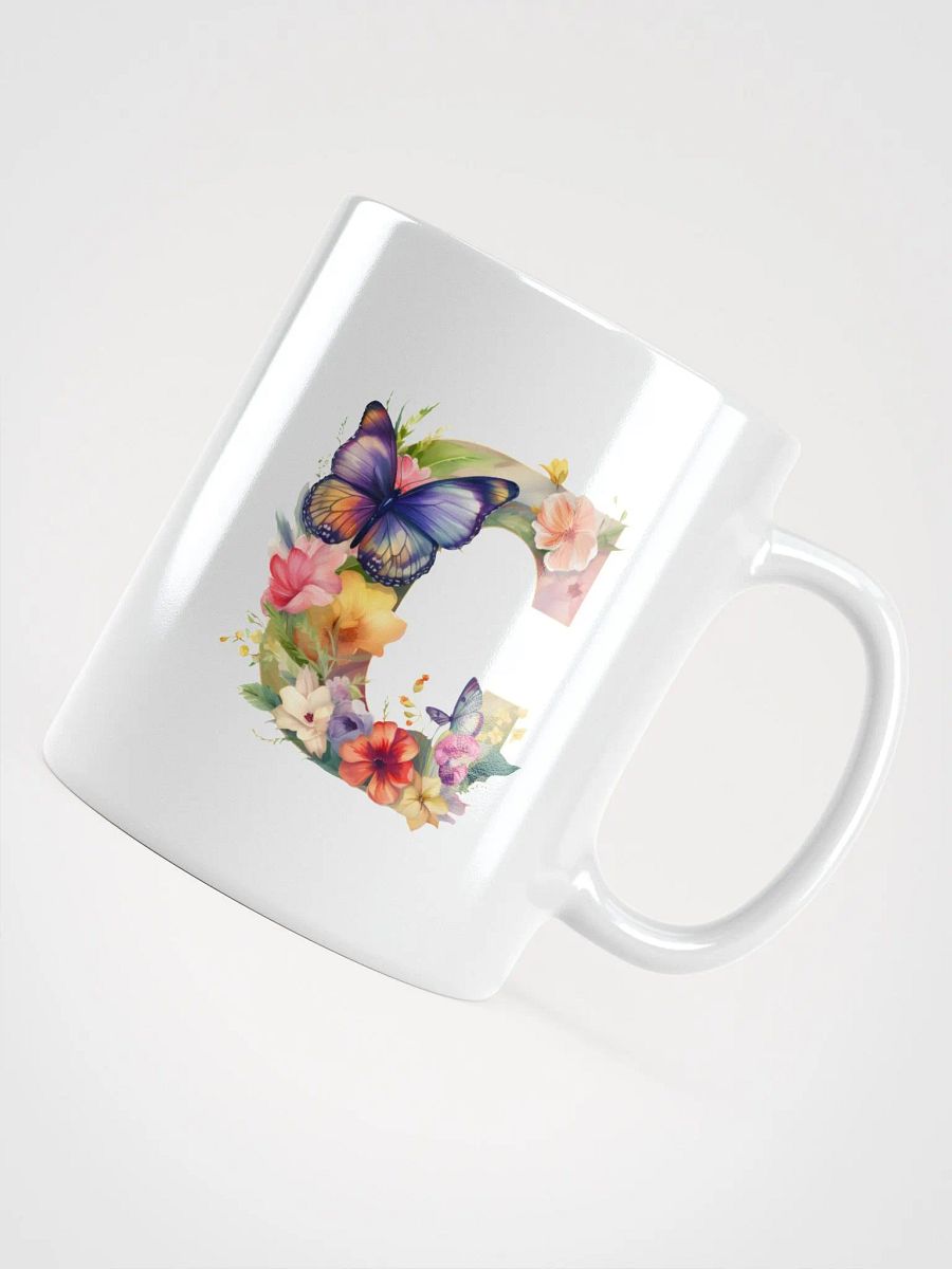 Letter C Monogram Floral Fantasy White Glossy Mug product image (11)