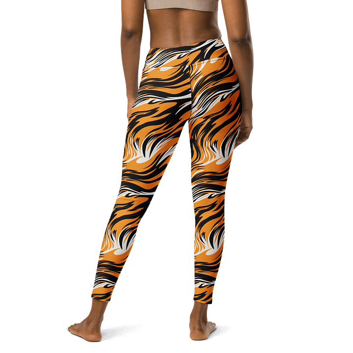 Fierce Flames Print Leggings - Bold Orange, Black & White Design product image (2)