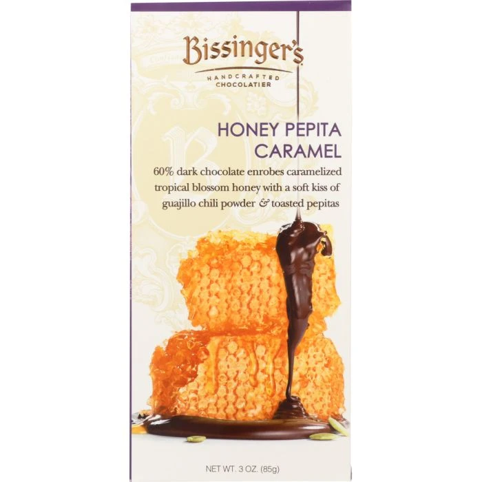 BISSINGERS: Honey Pepita Caramel Bar, 3 oz product image (1)