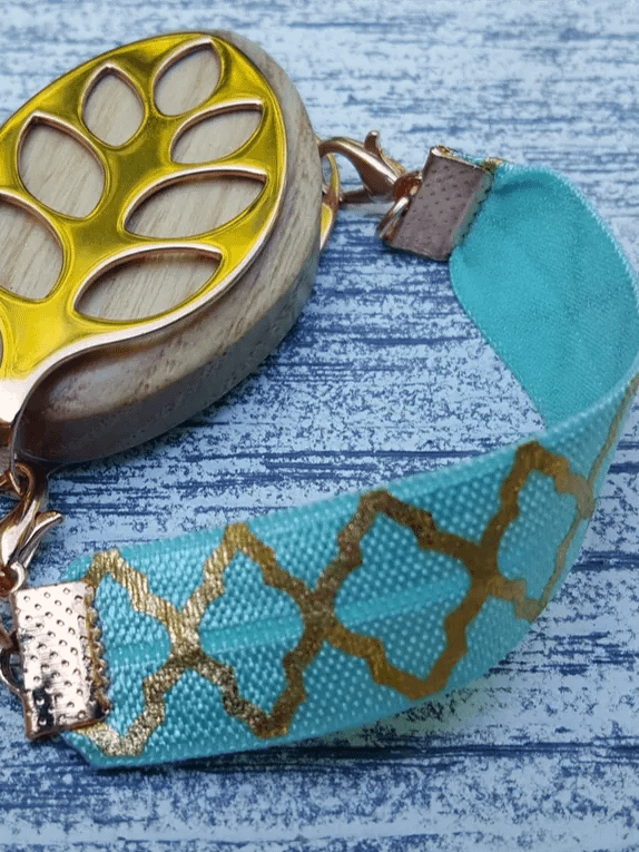 Teal Quatrefoil Elastic Bracelet | Handmade Accessory for Bellabeat Leaf Urban & Ivy product image (2)