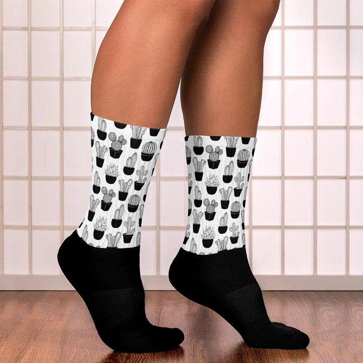 Line Art Cacti Pattern Socks product image (1)