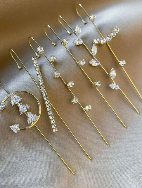 6 PC GOLD RHINESTONE EAR WRAP product image (1)