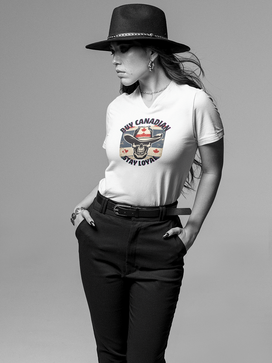 Canadian Cowboy Skull V-Neck Tee product image (16)