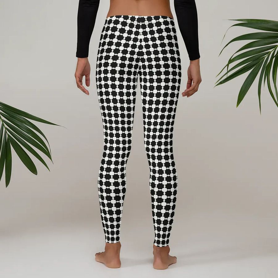 Abstract Black and White Chain Ladies Leggings product image (6)