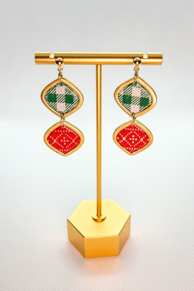 Green Plaid Ornament Dangles product image (1)