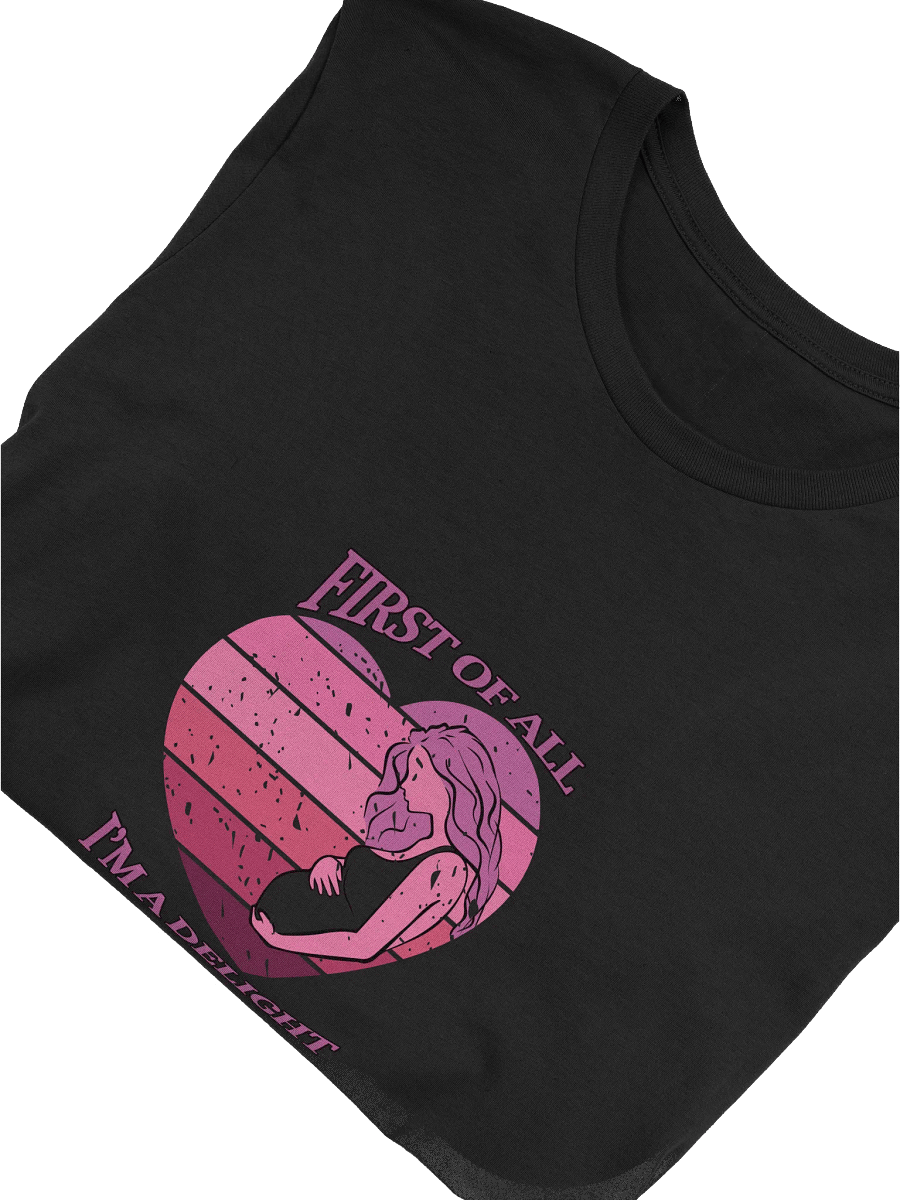 First Of All I am A Delight, Synergy Pink Sunset Maternity Tee, Pregnancy Announcement Shirt, Delightful Unisex T-Shirt, Heavy Cotton Top, Pink Sunset Tee product image (25)