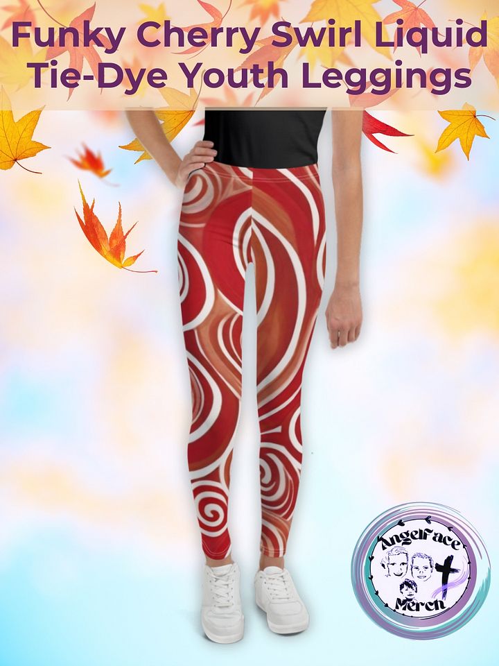 Funky Cherry Swirls Liquid Tie-Dye Youth Leggings product image (1)