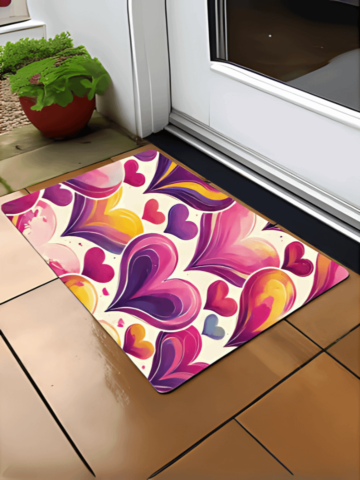 Autumn Heart-Themed Floor Mat Design for Sublimation – 300 DPI PNG File – Instant Digital Download product image (1)