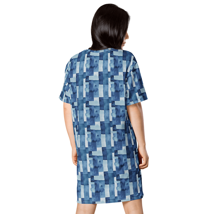 Blue Geometric Watercolor T-Shirt Dress product image (2)