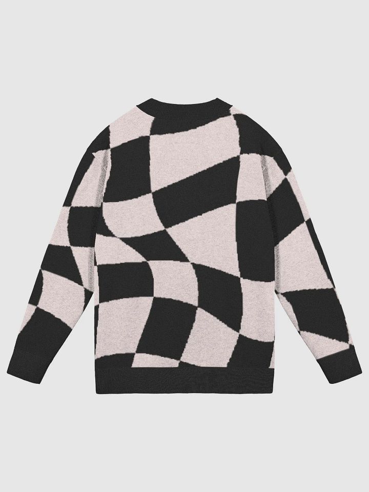 Distorted Check Pink Black Cardigan Sweater product image (10)