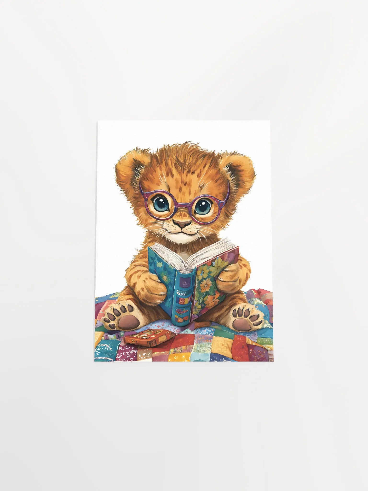 Whimsical Baby Lion Reading Poster product image (33)