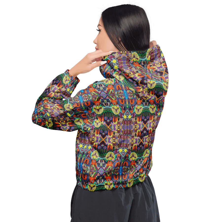 Abstract Doodle Art Animals Ladies Cropped Wind Breakers product image (3)