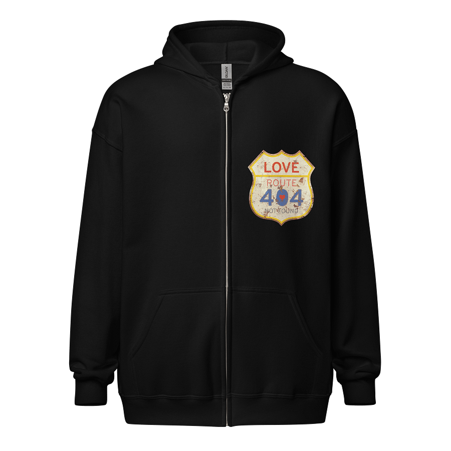 Retro Love 404 Not Found (Front Print) Unisex Heavy Blend Zip Hoodie - Vintage Love Graphic Hoodie, Cozy Sweatshirt for Road Trip Lovers, Perfect Gift for Friends product image (1)