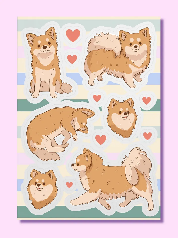Long Haired Chihuahua Love Sticker Sheet product image (1)