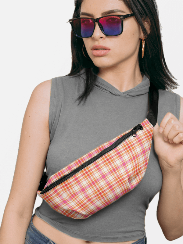 Orange and Hot Pink Plaid Fanny Pack product image (1)