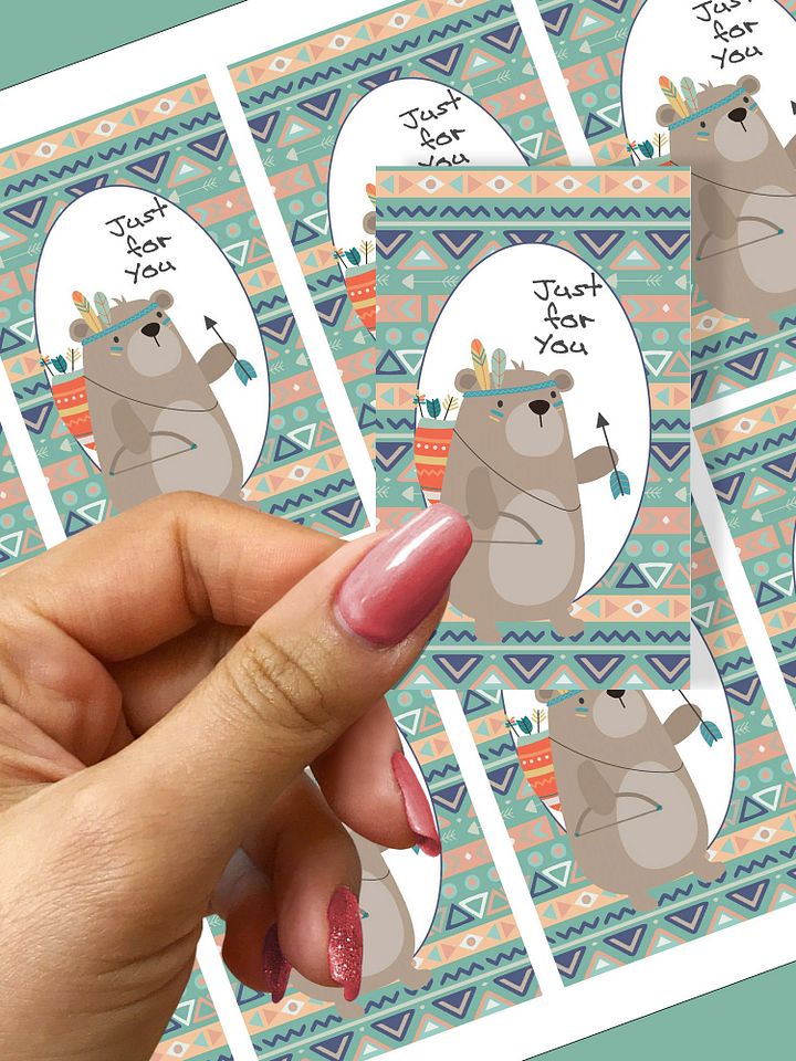Add Some Tribal Charm to Your Gifts with Just for You Cute Tribal Bear Printable Gift Tags product image (1)