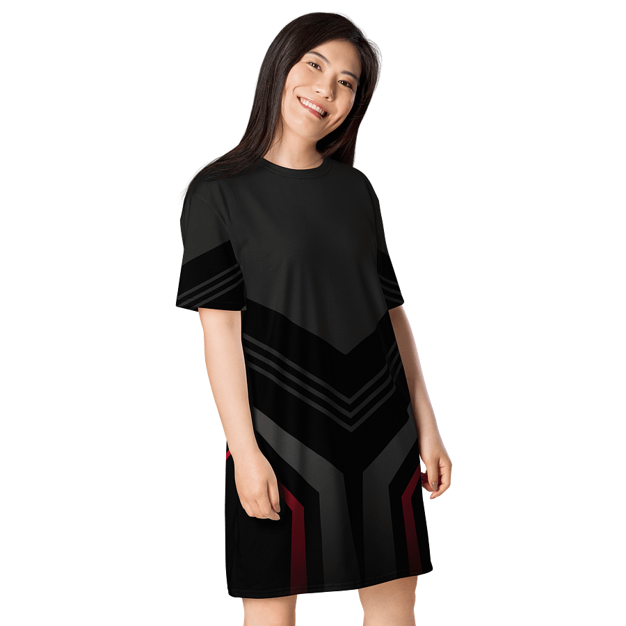 Exclusive Geometric Chevron T-Shirt Dress - Oversized Fit - Black, Grey, Red - Sizes 2XS-6XL product image (4)