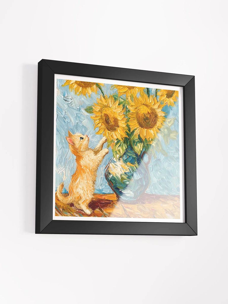 Curious Cat and Sunflowers Framed Poster Art product image (31)