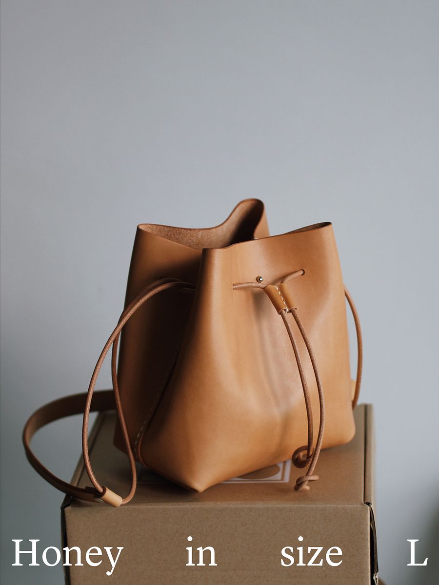 Leather Drawstring Bucket Bag product image (4)