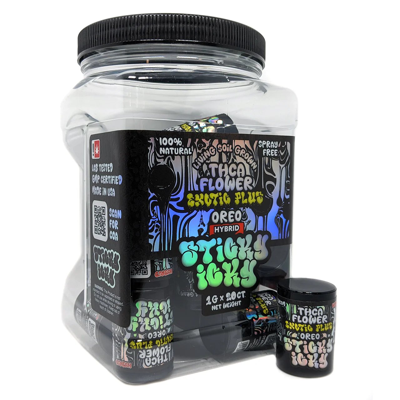 Sticky Icky - THCA Flower 1g - Jar of 20 product image (1)