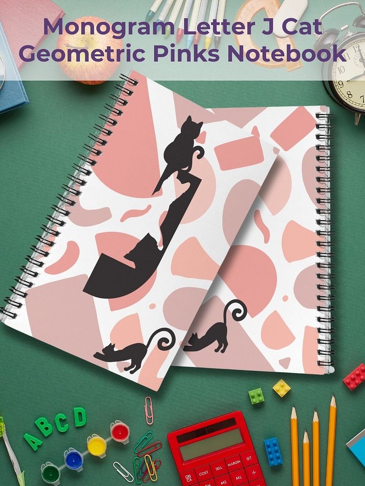 Monogram Letter J Cat Lover Geometric Pinks Notebook product image (1)
