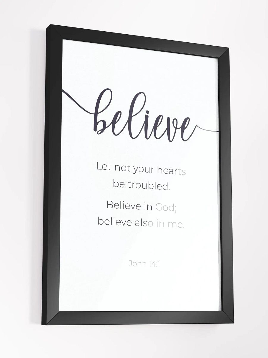 Christian Wall Art - John 14:1 'Believe In God' with Elegant Frame product image (3)