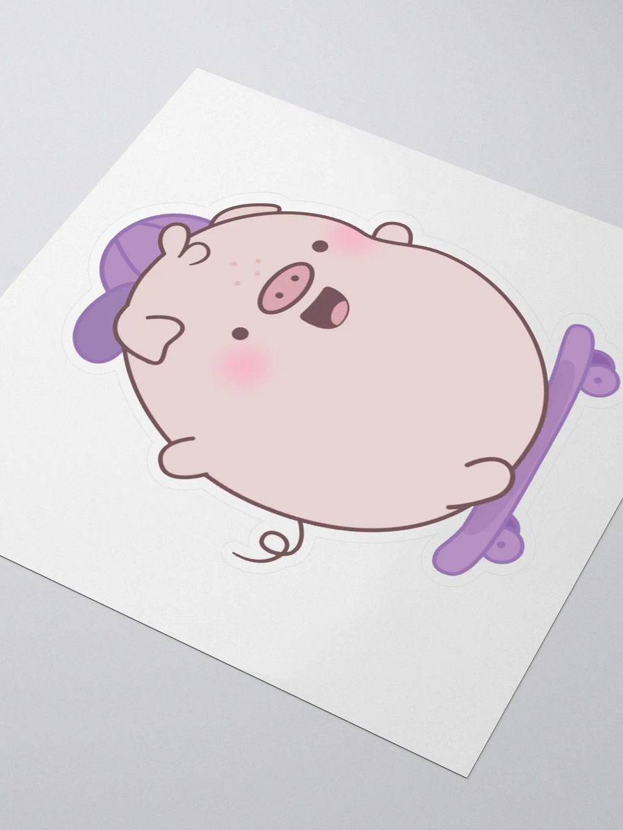 Mason The Skateboarder Kawaii Pig Kiss Cut Sticker product image (4)