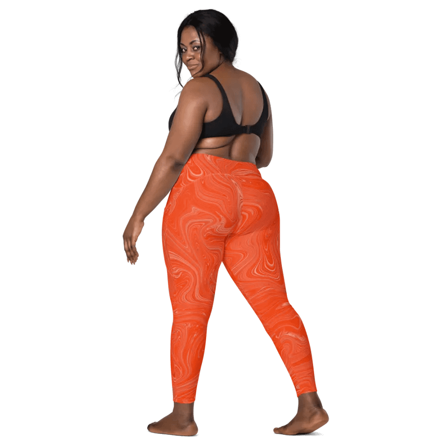 Leggings with Pockets - Orange Brown Fluid Swirls product image (8)