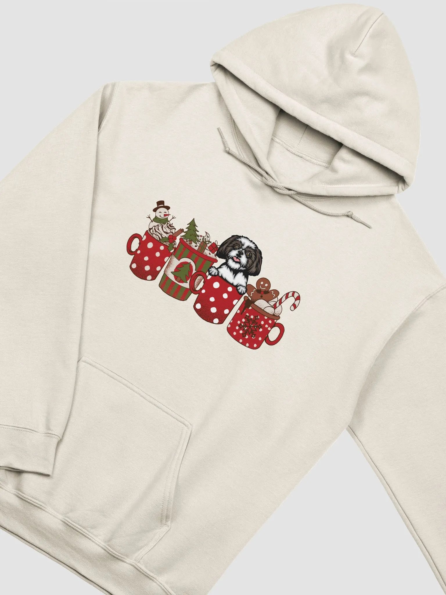 Cute Shih Tzu(3) in a Christmas Cup Hooded Sweatshirt | Funny Christmas Pup in a Cup product image (20)