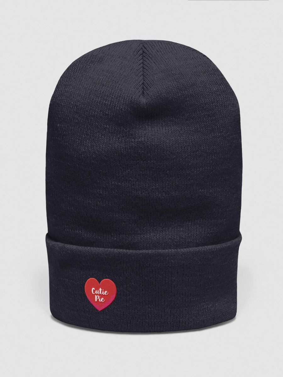 'Cutie Pie' Embroidered Red Heart Cuffed Beanie product image (4)