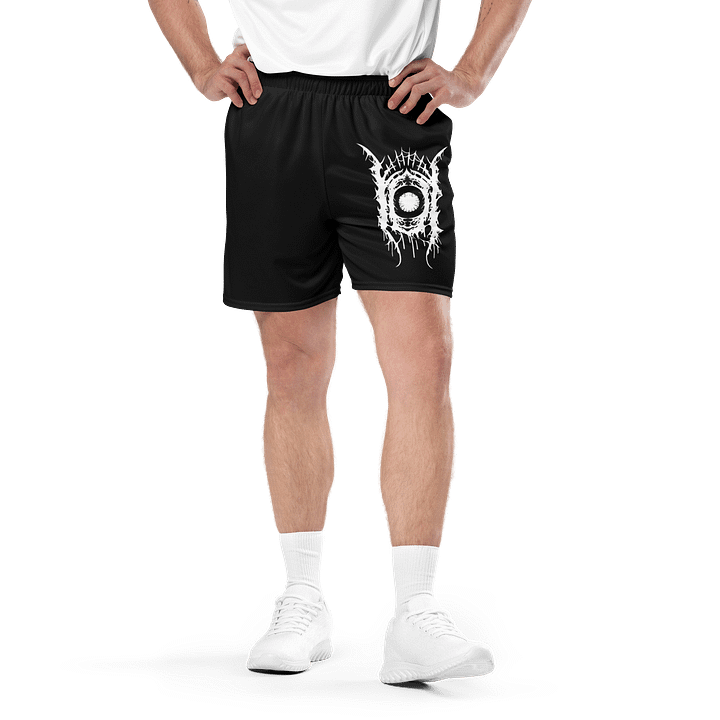 White Emblem Mesh Shorts product image (2)