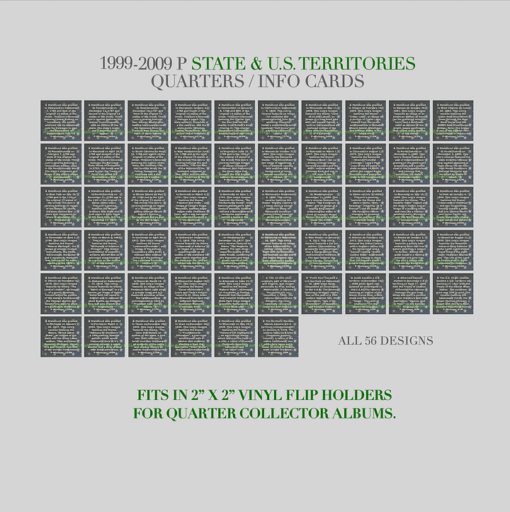 1999-2009 / Philadelphia / State & US Territories Quarters / Printable INFO Cards product image (1)