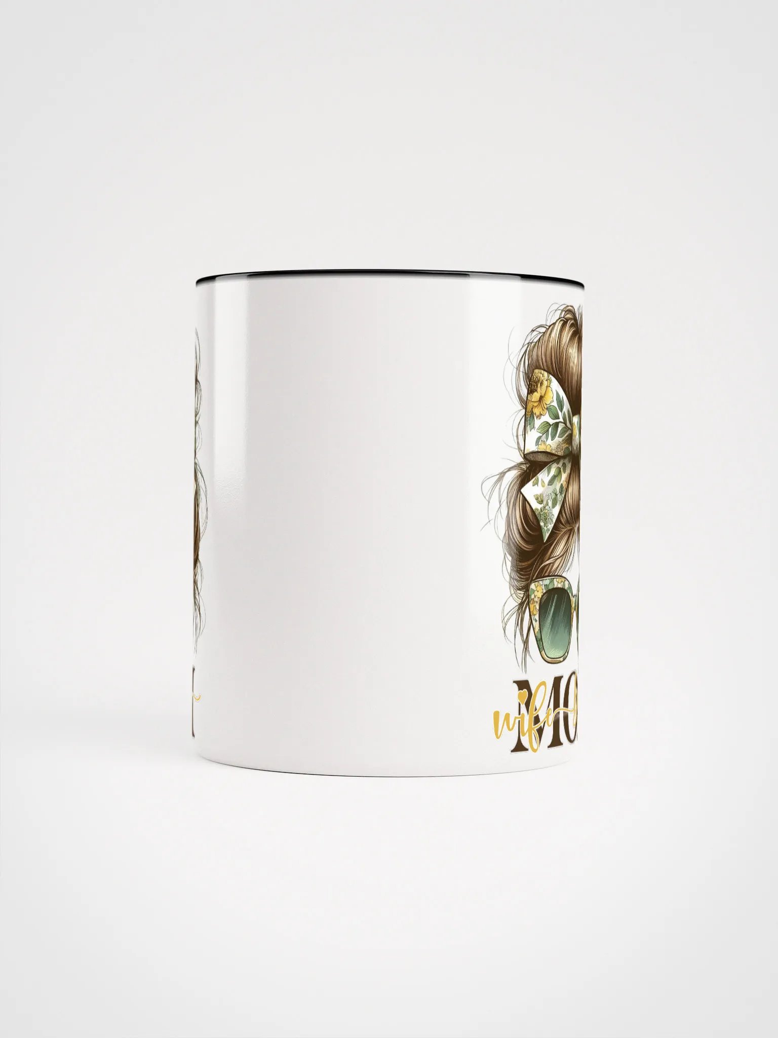 Floral Bow Mom Wife Boss Messy Bun Mug product image (5)