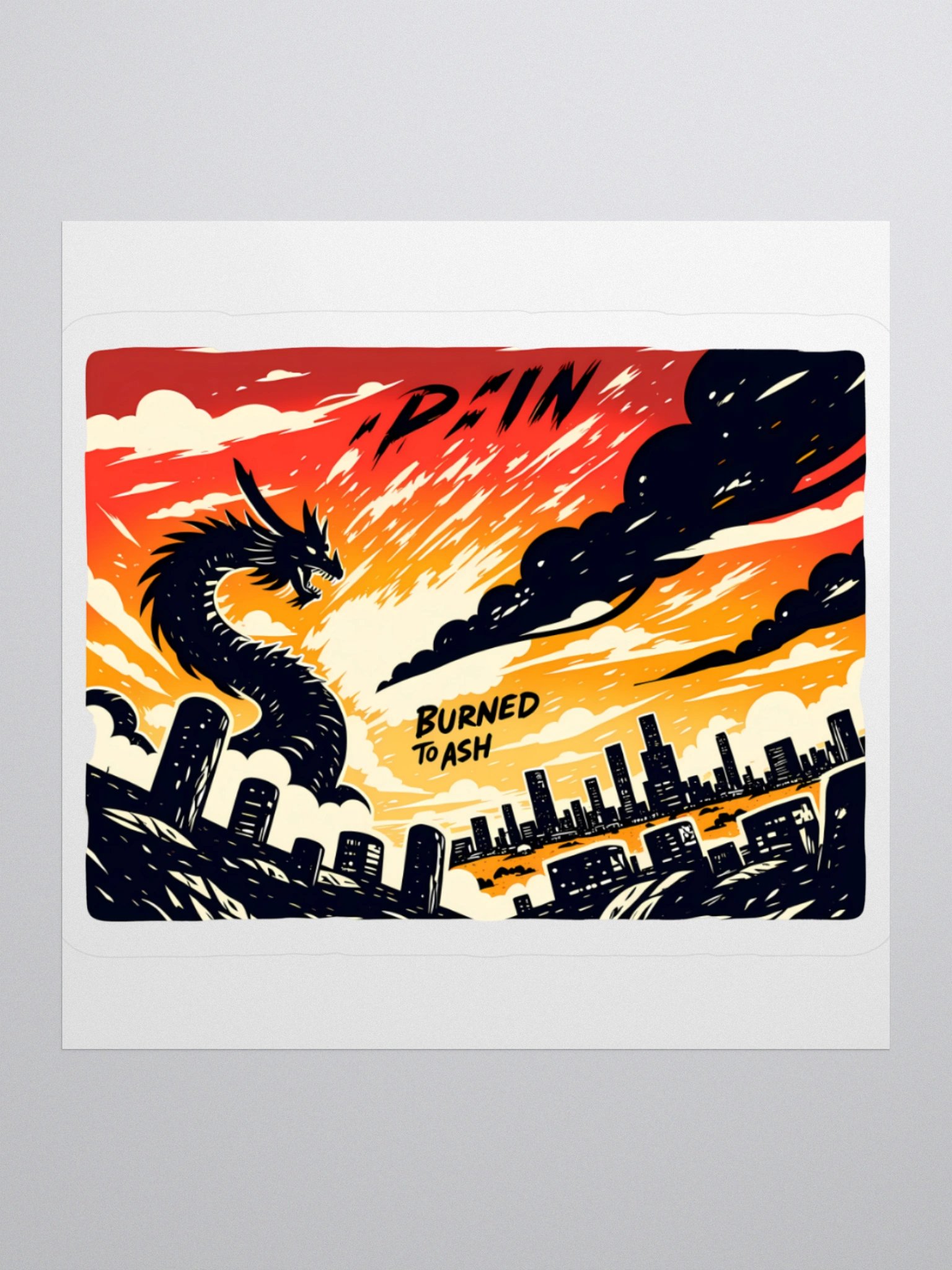 Apocalyptic Dragon Art: Burned to Ash Sticker product image (1)