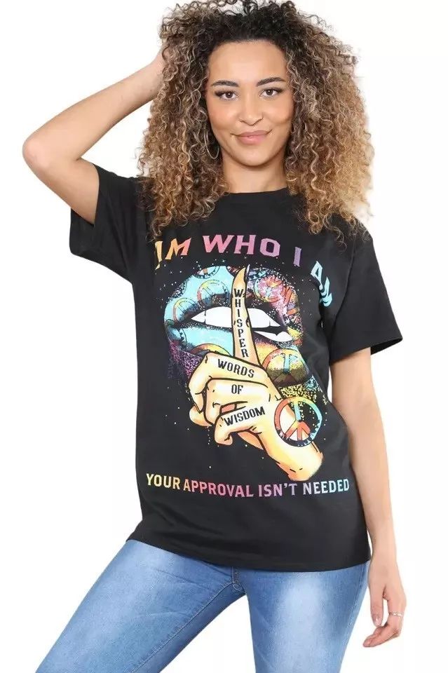 Women's T-shirt Tee Baggy Fit Short Sleeve Ladies Slogan T Shirt Oversized Tops product image (3)