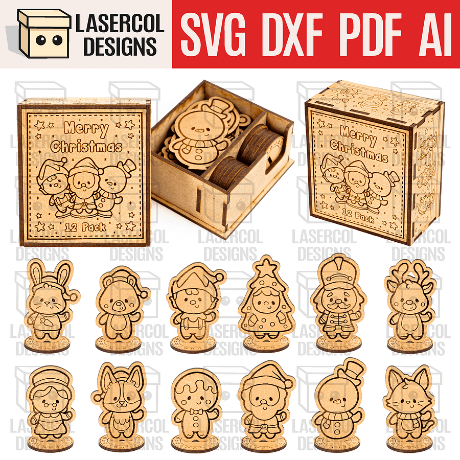 Christmas Characters Box - Laser Cut Files product image (1)