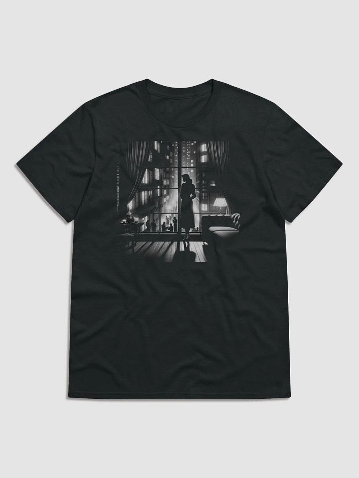 Silent Contemplation in City Lights Film Noir (Front Print Womens Tee) product image (1)