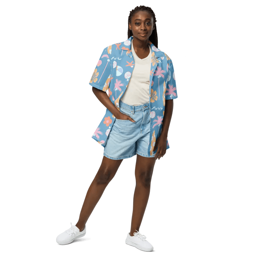 Retro Beach Blue Hawaiian Shirt product image (3)