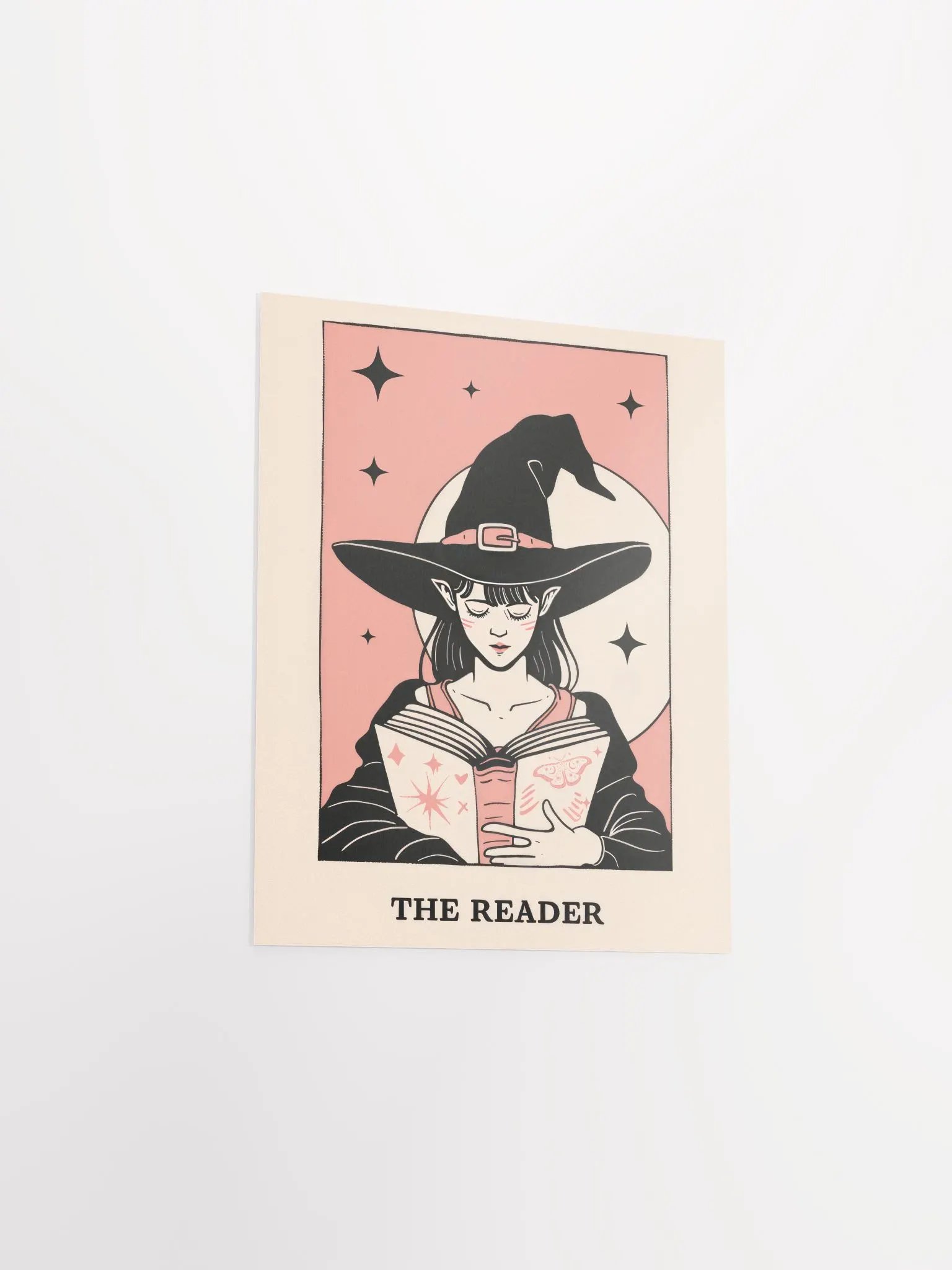 Pastel Pink& Black The Reader Tarot Card Art Print product image (32)
