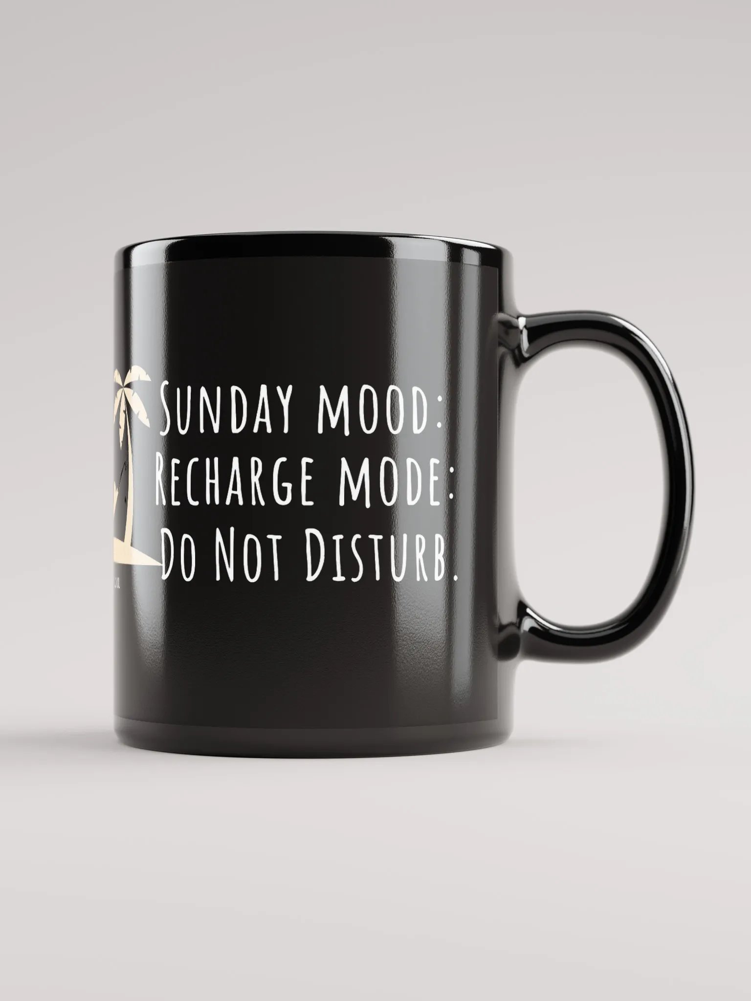 Sunday Mood: Recharge Mode with Palm Trees – Your Do Not Disturb Vibe!" Black Glossy Mug product image (2)