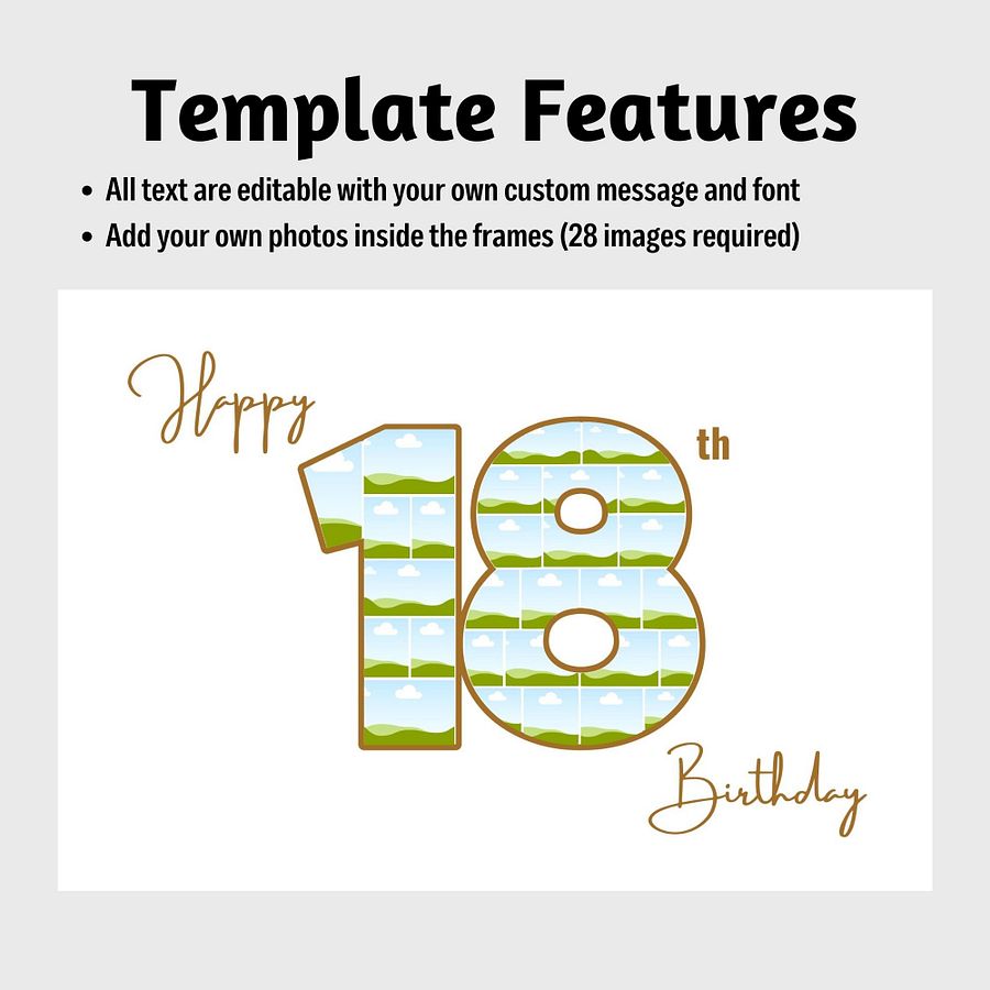 Happy 18th Birthday Photo Collage Canva Template product image (4)