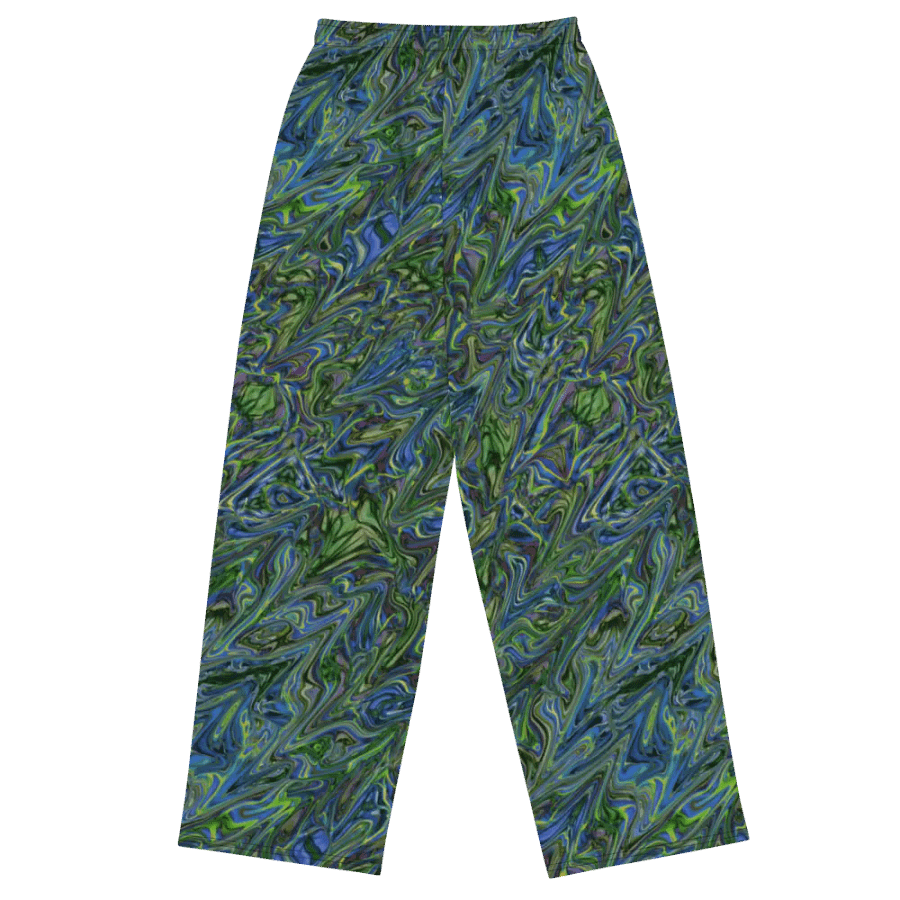 Blue Green liquid Marbling Wideleg Pants product image (1)
