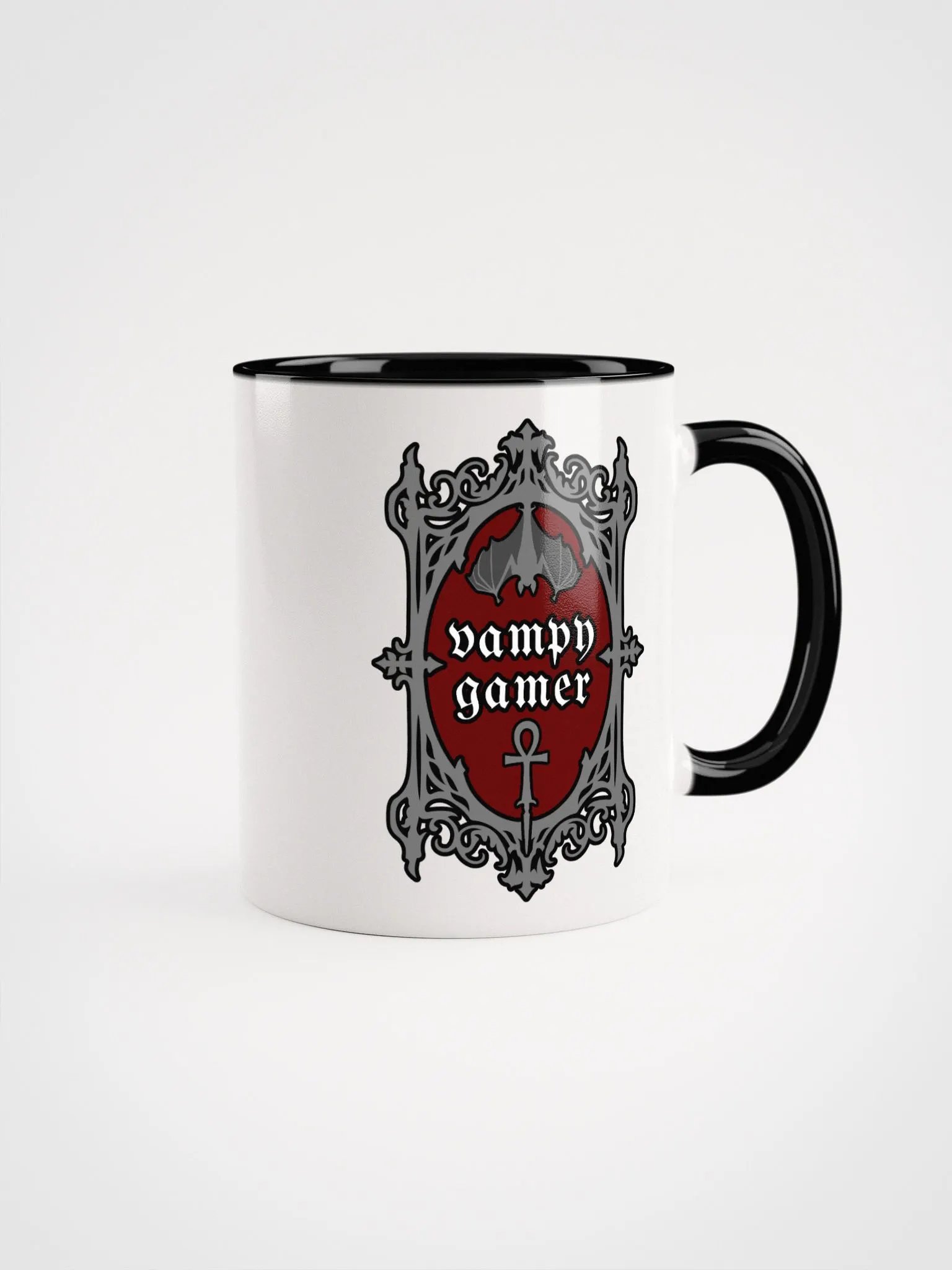 Vampy Gamer Mug – White with Black Accents product image (1)