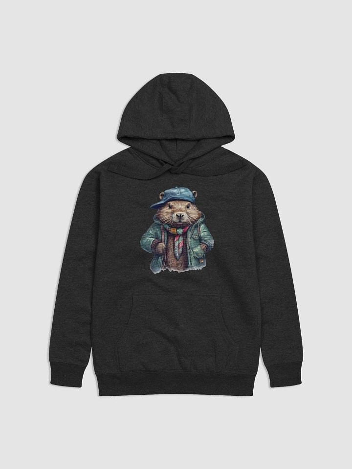 Beaver wearing a jacket cap and a scarf Hoodie product image (1)