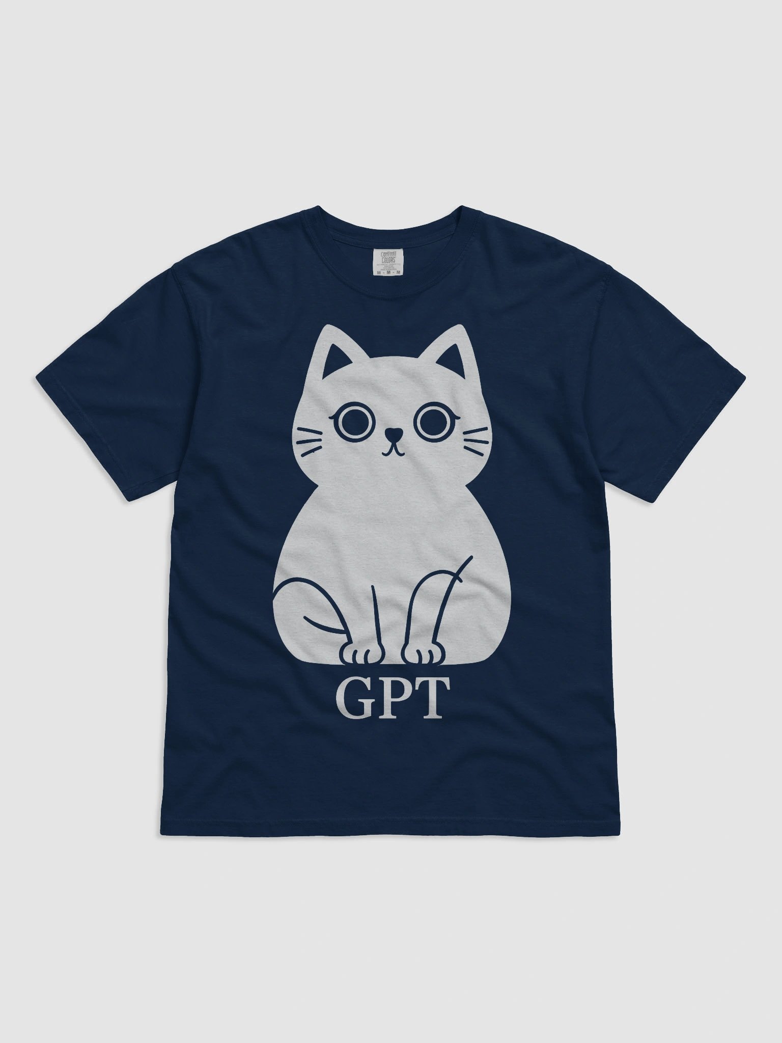 Whiskered Comfort: Cartoon Cat Silhouette T-Shirt product image (3)