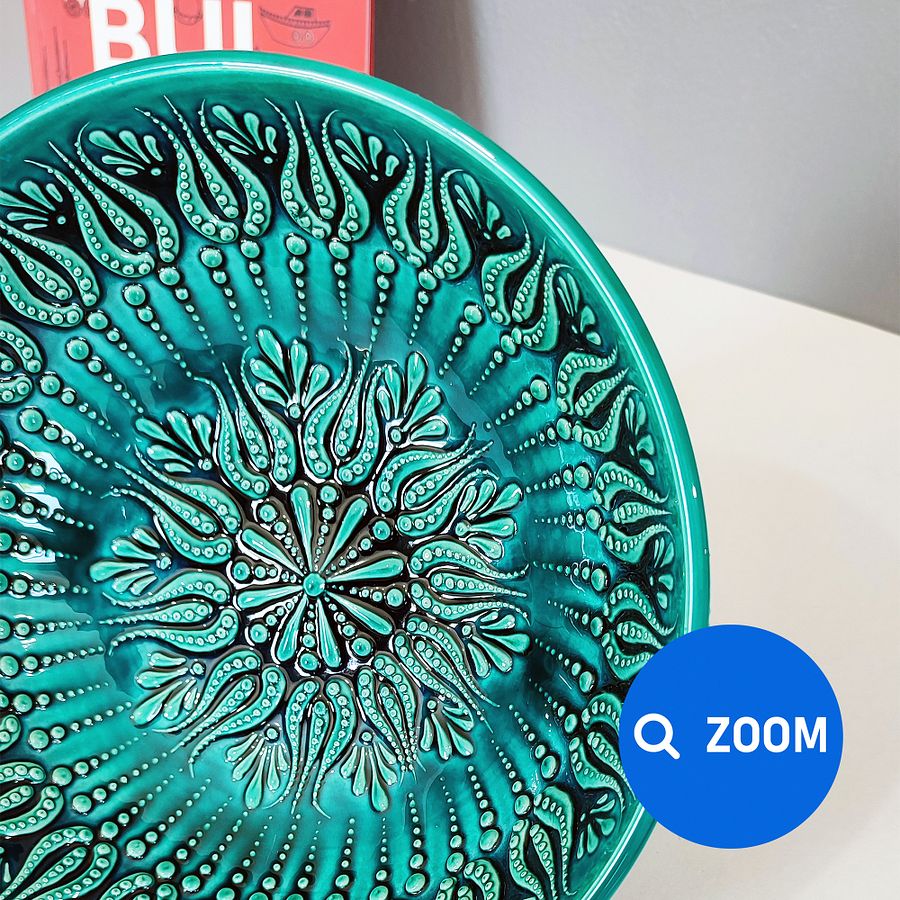 Ceramic turquoise bowl (20 cm) — handmade pottery, handmade ceramic, home decor, handmade gift, Turkish ceramic product image (4)