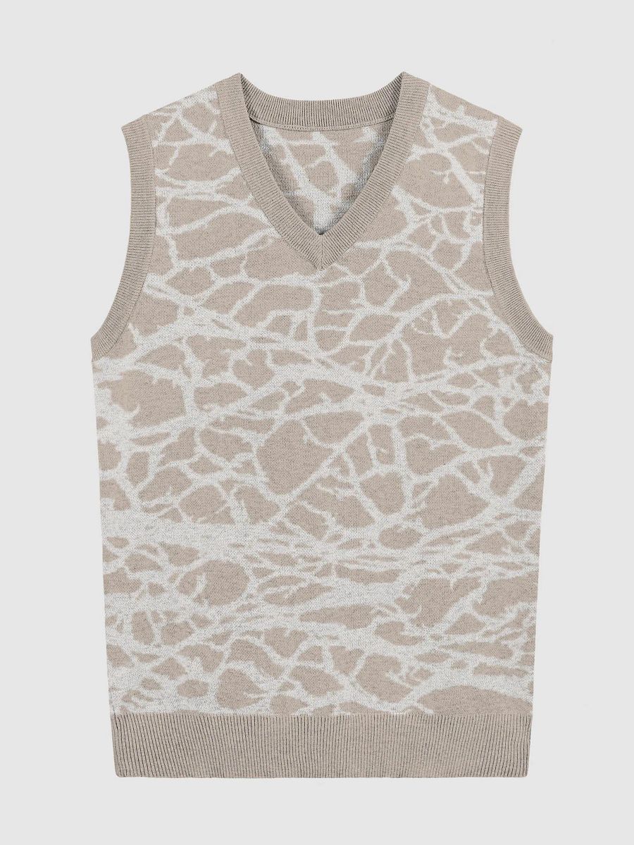 Organic Abstract Taupe Knitted Vest product image (1)