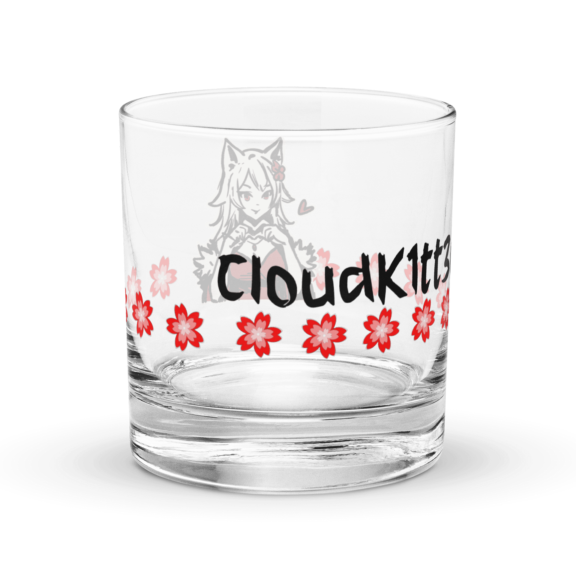 Japanese Brush Hand Heart Sakura Rocks Glass product image (2)