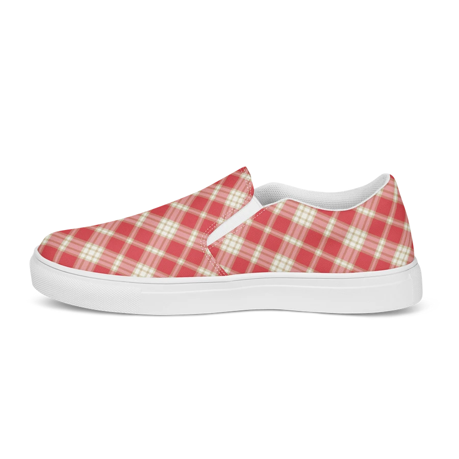 Coral Pink Plaid Women's Slip-On Shoes product image (6)